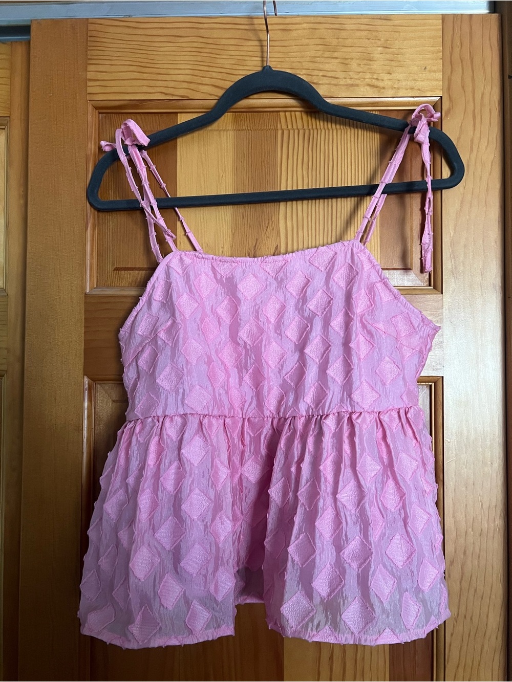 Vero Moda Pink Tie Strap Peplum Tank Top Small